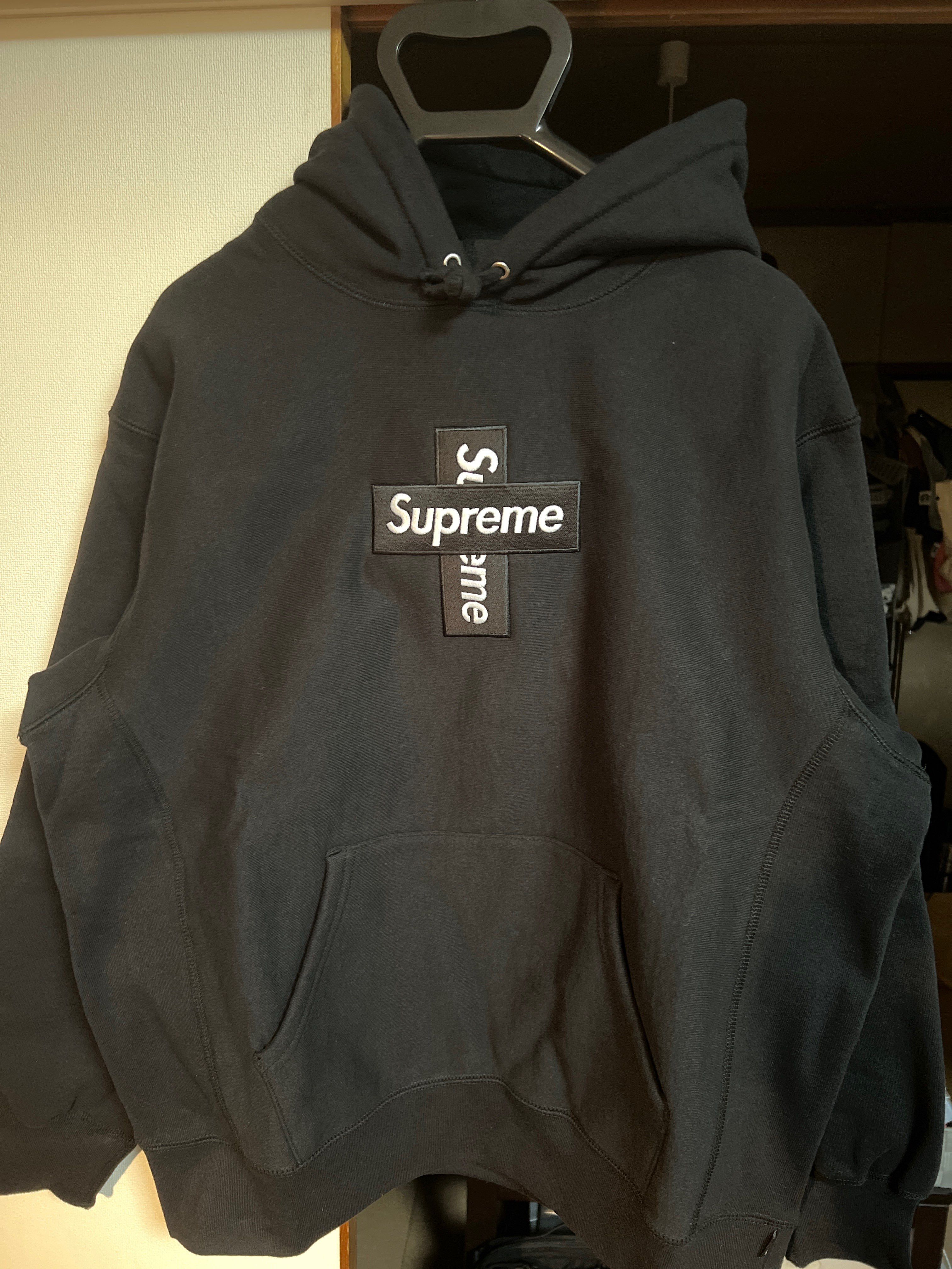 Supreme Cross Box Logo Hooded Sweatshirt "Black"