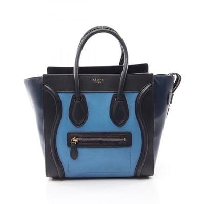セリーヌ CELINE ラゲージ マイクロショッパー トートバッグ バッグ レザー レディース ブラック系 / ネイビー系 / ブルー系 【中古】