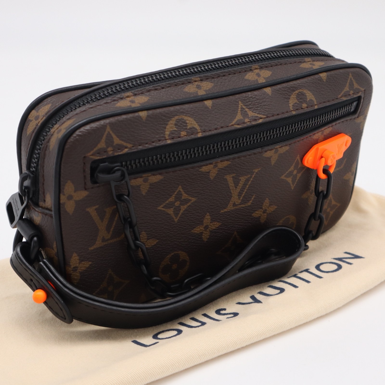 極美品 LOUIS VUITTON ルイ・ヴィトン モノグラム ソーラーレイ ポシェットヴォルガ M44458 セカンドバッグ ブラウン ベージュ コーティングキャンバス レザー メンズ