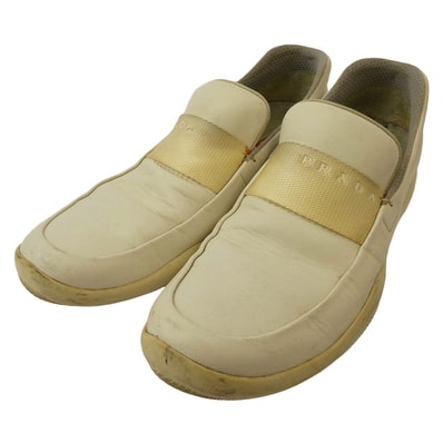 PRADA SPORTS プラダスポーツ その他靴 D1023 ロゴ レザ- スリッポン ローファー ホワイト系 26.5cm【中古】