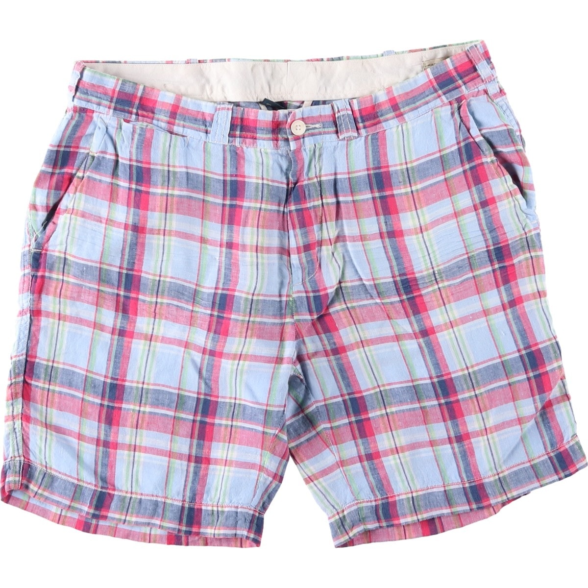 古着 ラルフローレン Ralph Lauren POLO by Ralph Lauren チェック柄 リネンショーツ ショートパンツ メンズw35相当/eaa643759