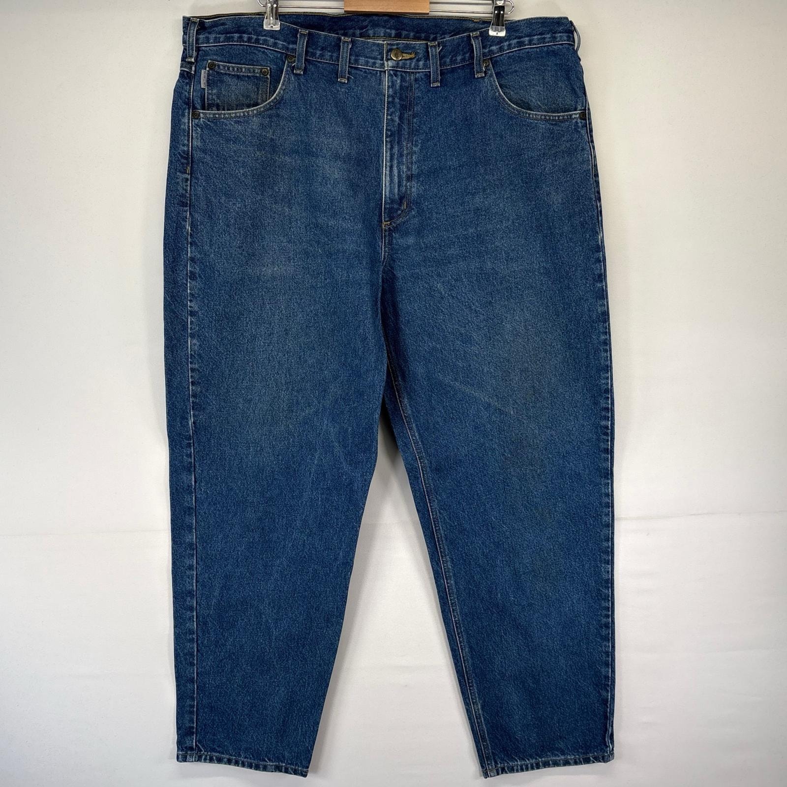 古着 カーハート Carhartt デニム パンツ テーパード ワーク ジーパン 大きいサイズ 44x32  ブルー系 メンズ