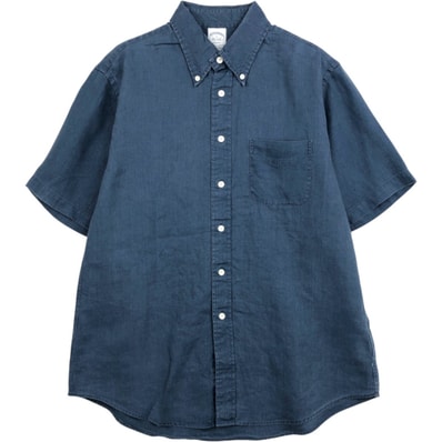 古着 ブルックスブラザーズ Brooks Brothers REGENT 半袖 リネン ボタンダウンシャツ メンズL相当/eaa668145
