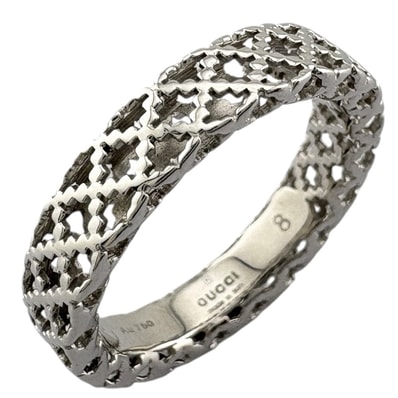 グッチ ディアマンティッシマ リング 指輪 7.5号 18金 K18ホワイトゴールド レディース GUCCI 中古