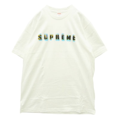 Supreme シュプリーム 23SS STENCIL TEE ステンシルロゴ プリント Tシャツ 半袖カットソー ホワイト系 L【極上美品】【中古】