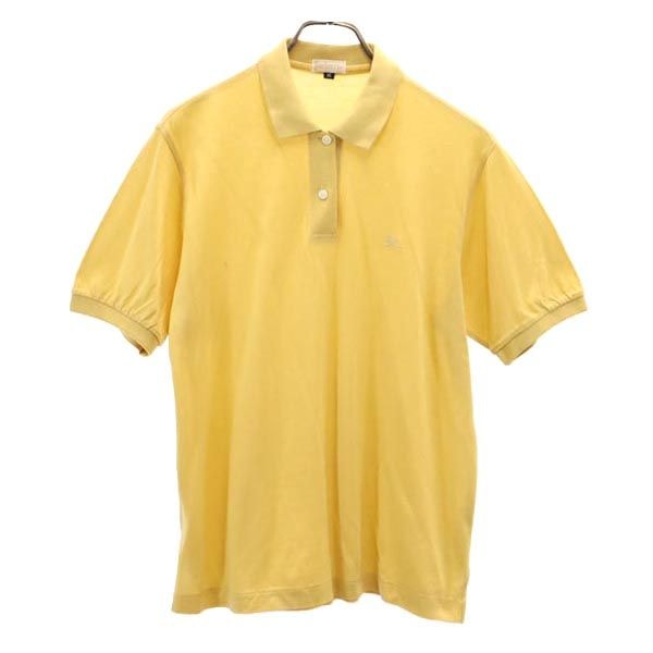Burberrys バーバリーズ 90s オールド ワンポイント刺繍 半袖 ポロシャツ M 黄 鹿の子