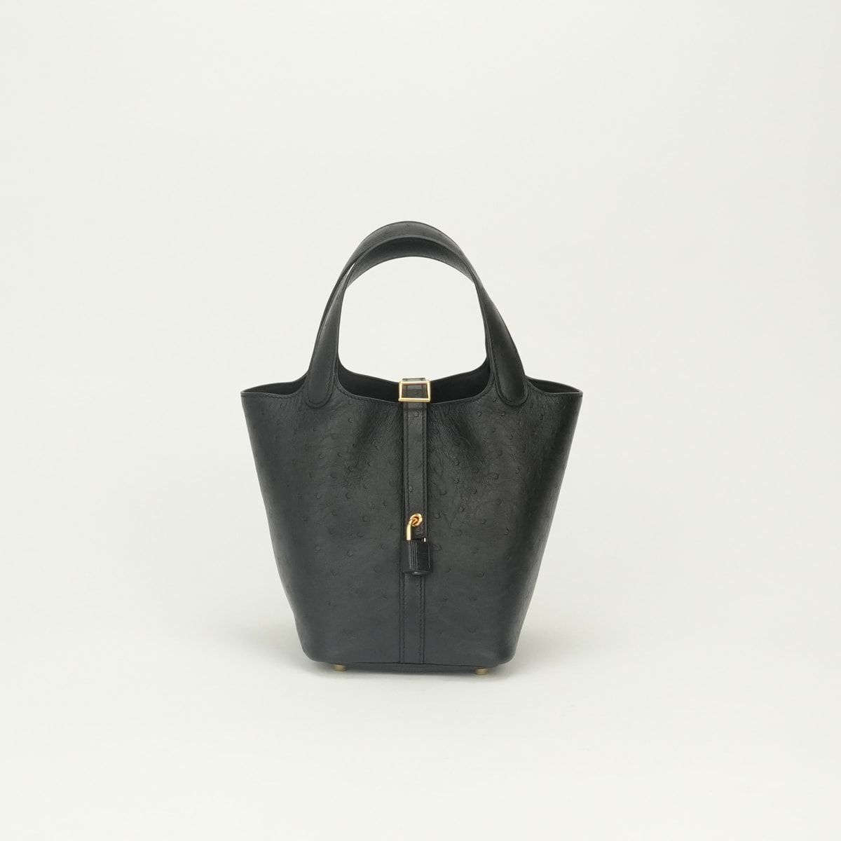 エルメス HERMES ピコタンロックPM 18 バッグ トートバッグ オーストリッチ ノワール Noir ブラック Black 黒 ゴールド金具 ハンドバッグ