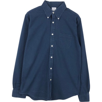 古着 ブルックスブラザーズ Brooks Brothers 1818 REGENT FIT シアサッカー 長袖 ボタンダウンシャツ メンズM相当/eaa669123