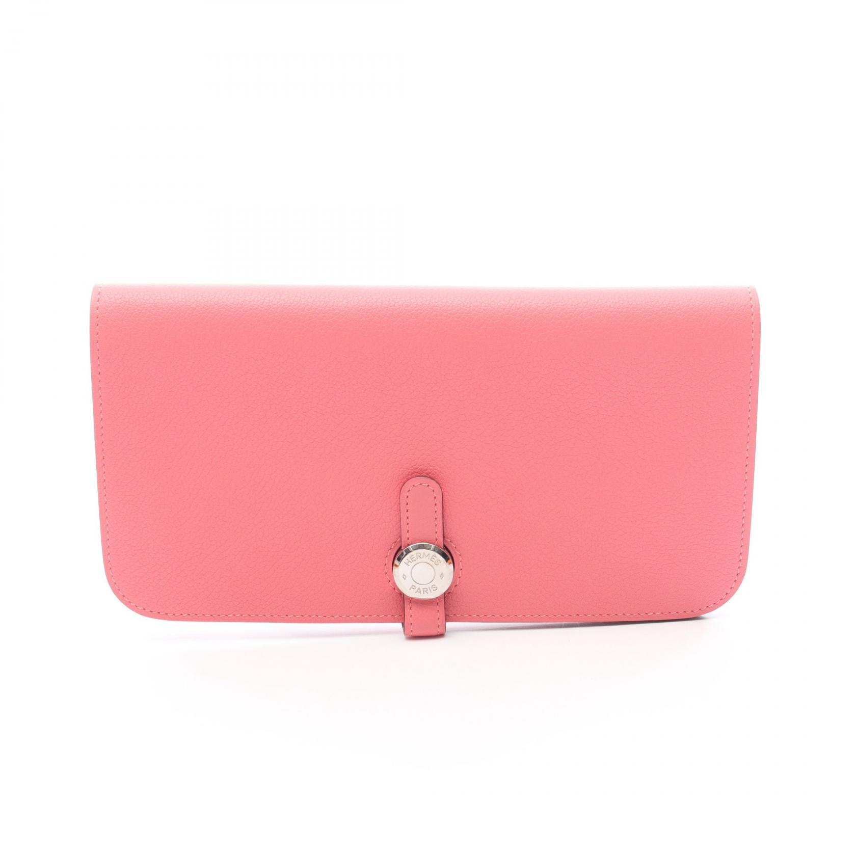 エルメス HERMES ドゴンロング 二つ折り長財布 財布 レザー エバーカラー エバーカラー ローズアザレ C刻印(2018年製造) レディース ピンク系 【中古】