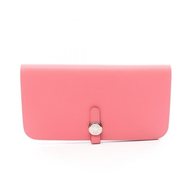 エルメス HERMES ドゴンロング 二つ折り長財布 財布 レザー エバーカラー エバーカラー ローズアザレ C刻印(2018年製造) レディース ピンク系 【中古】