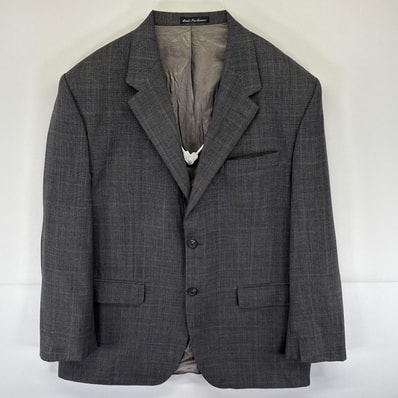 古着 ローレンラルフローレン LaurenRalphLauren テーラードジャケット ブレザー スーツ チェック柄 44R グレー メンズ