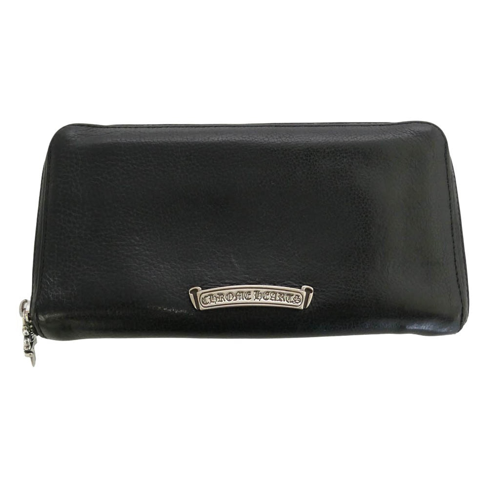CHROME HEARTS クロムハーツ(原本無) REC F ZIP BSフレア レザー ウォレット 財布 ブラック系【中古】