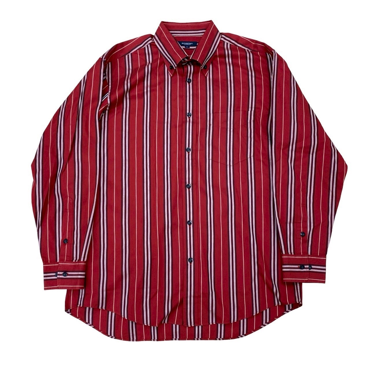 BURBERRY バーバリー ストライプ コットン 長袖シャツ レッド
 22766