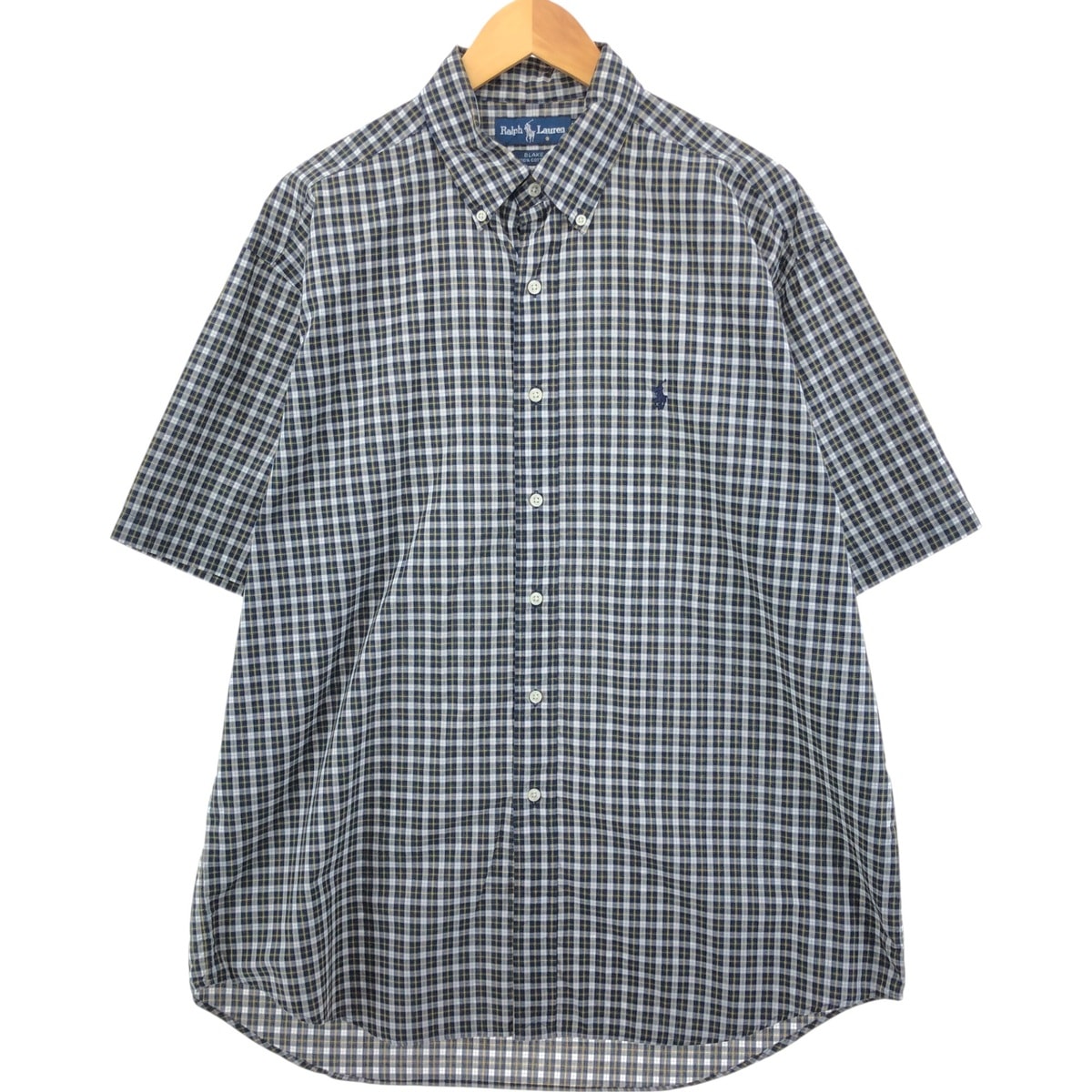 古着 ラルフローレン Ralph Lauren BLAKE 半袖 ボタンダウン チェックシャツ メンズL相当/eaa560802