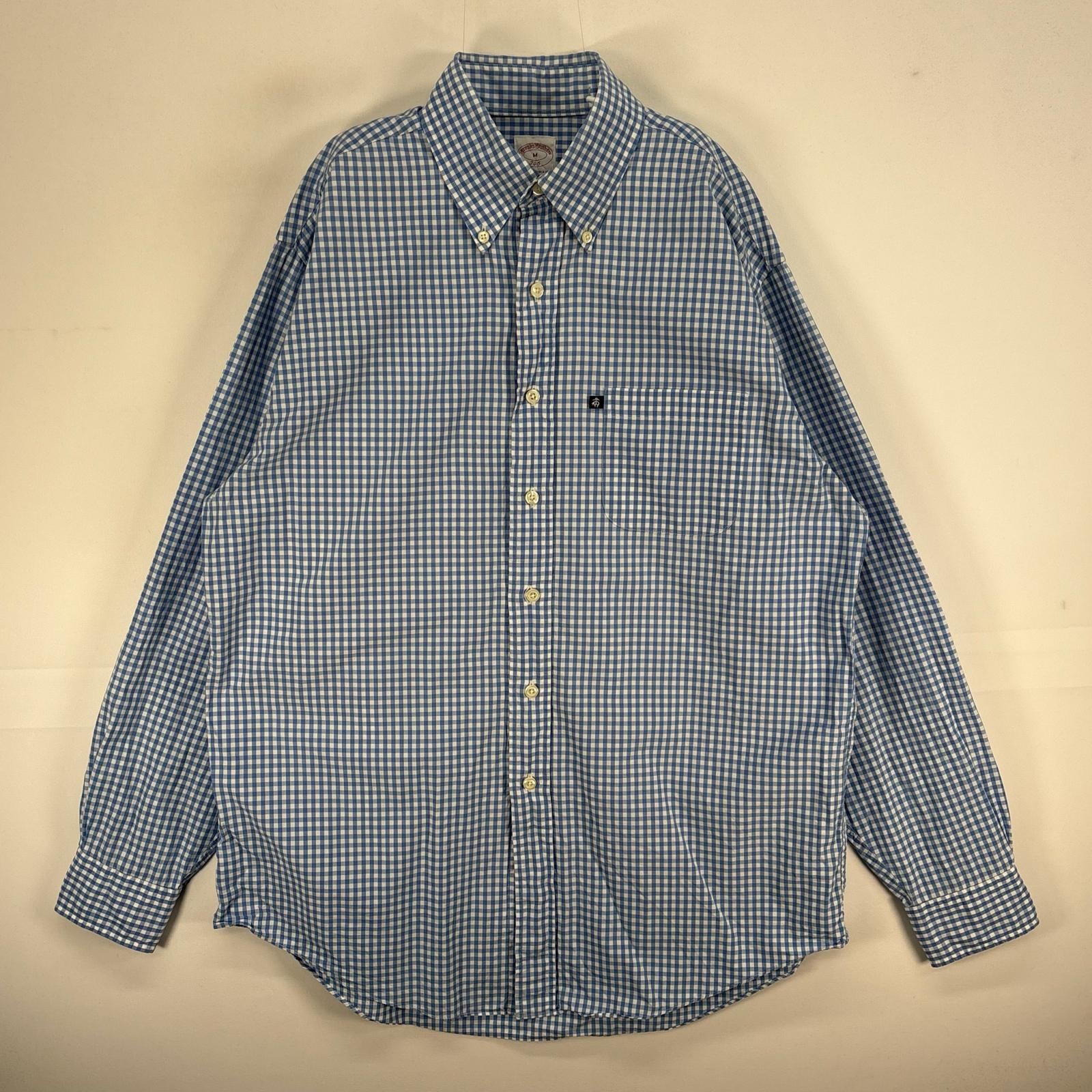 古着 ブルックスブラザーズ Brooks Brothers 長袖シャツ 胸ポケ 346 ボタンダウン M ブルー系 チェック メンズ