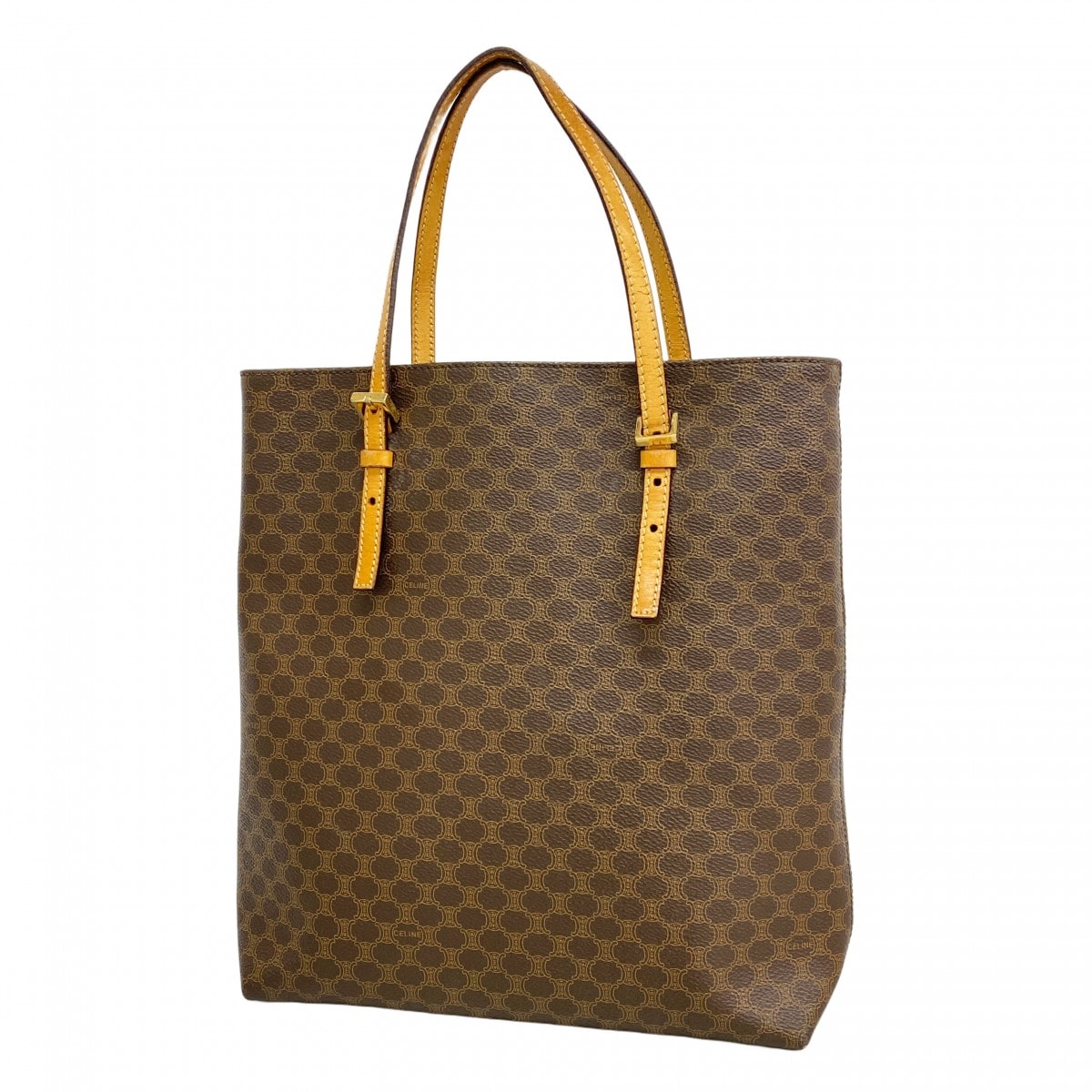 ★最終価格【6cb2524-k】セリーヌ トートバッグ マカダム PVC ブラウン ゴールド金具【中古】レディース