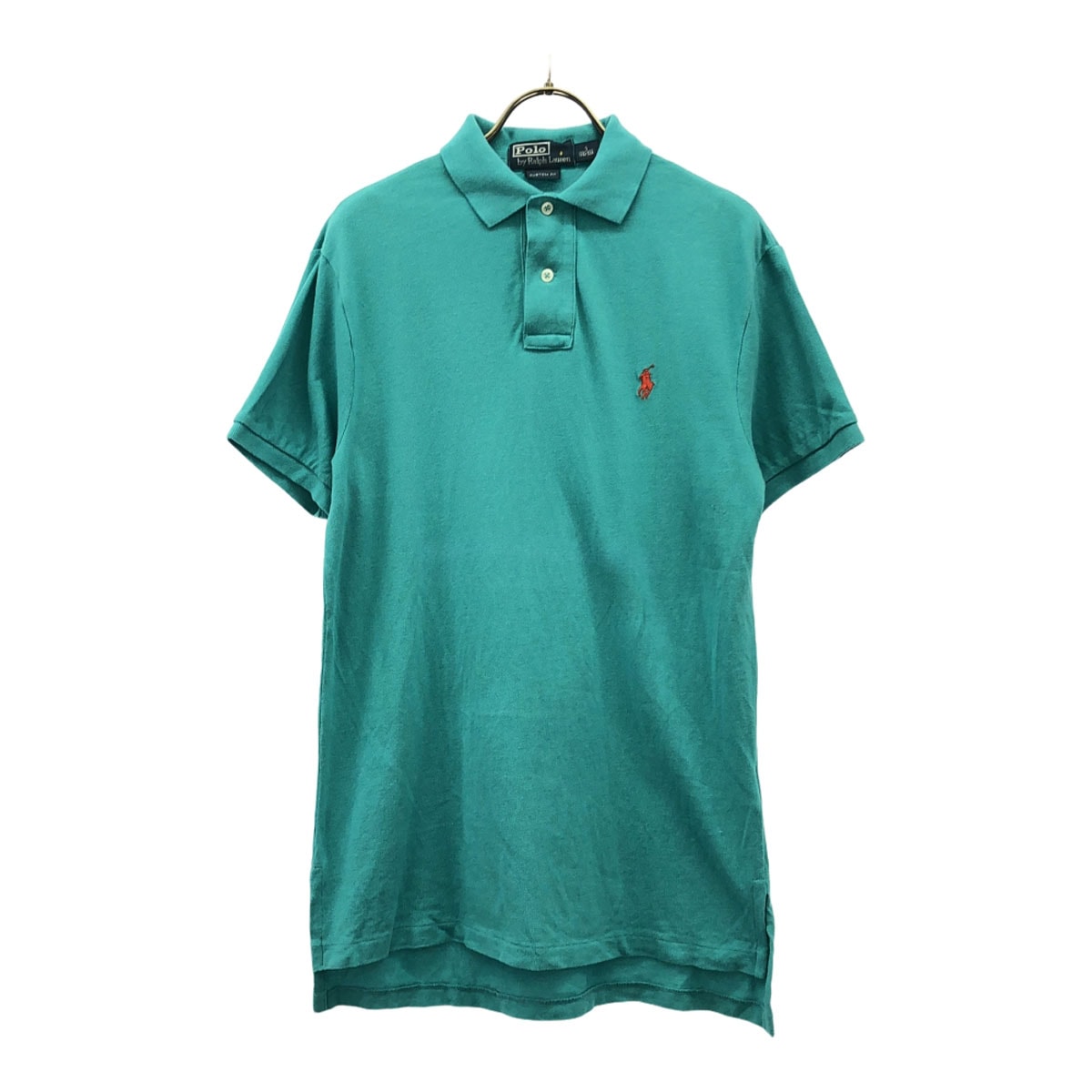 Polo by Ralph Lauren ポロバイラルフローレン CUSTOM FIT ロゴ刺繍 半袖 ポロシャツ S ブルーグリーン 鹿の子地