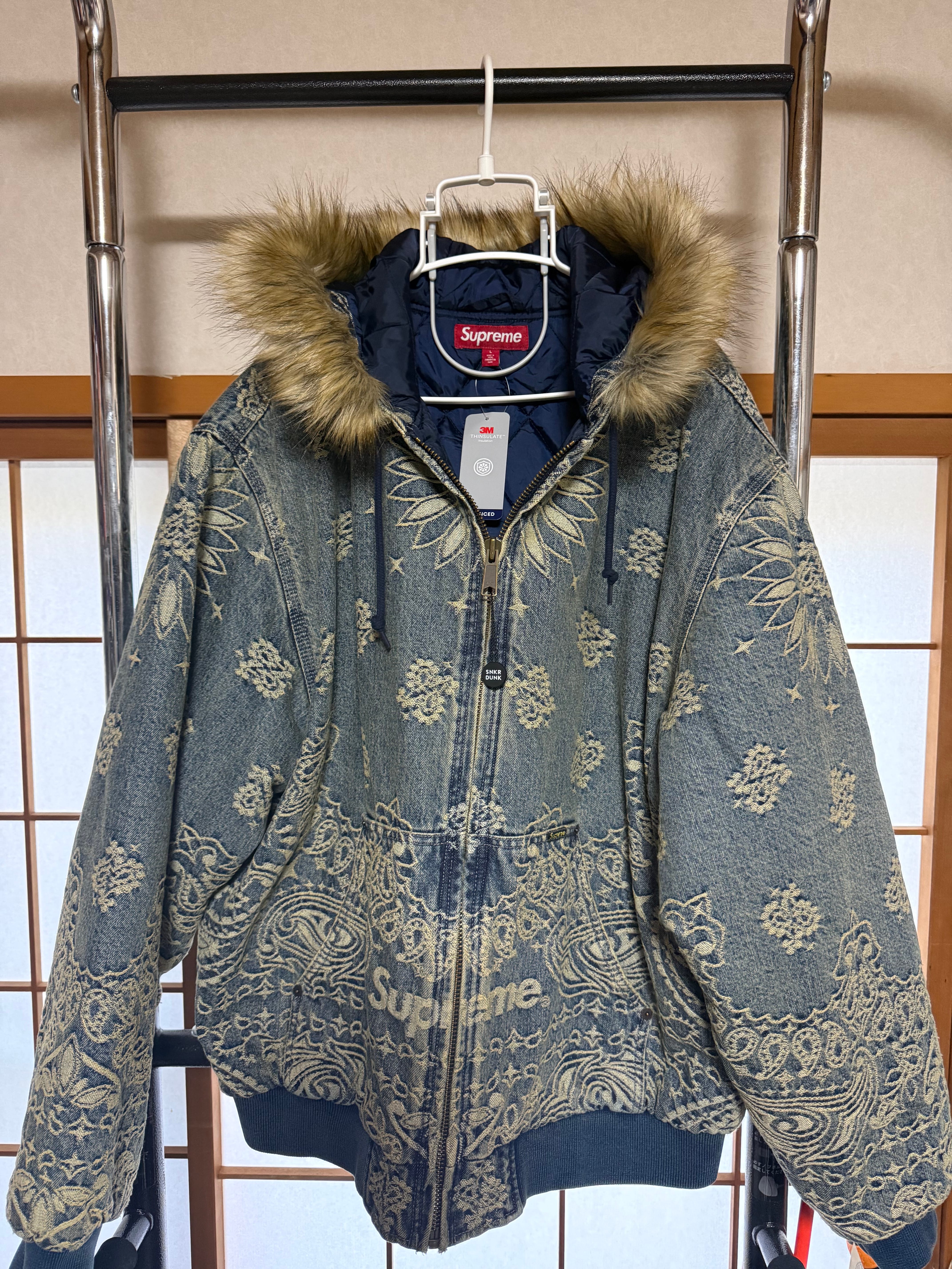 Supreme Bandana Jacquard Denim Hooded Work Jacket 