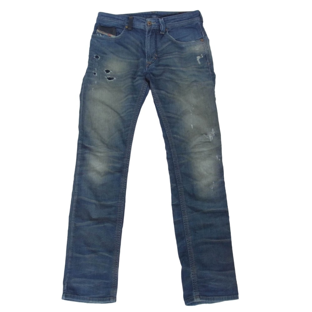 DIESEL ディーゼル THAVAR ダメージ加工 スウェット ジョグジーンズ デニムパンツ インディゴブルー系 26【中古】