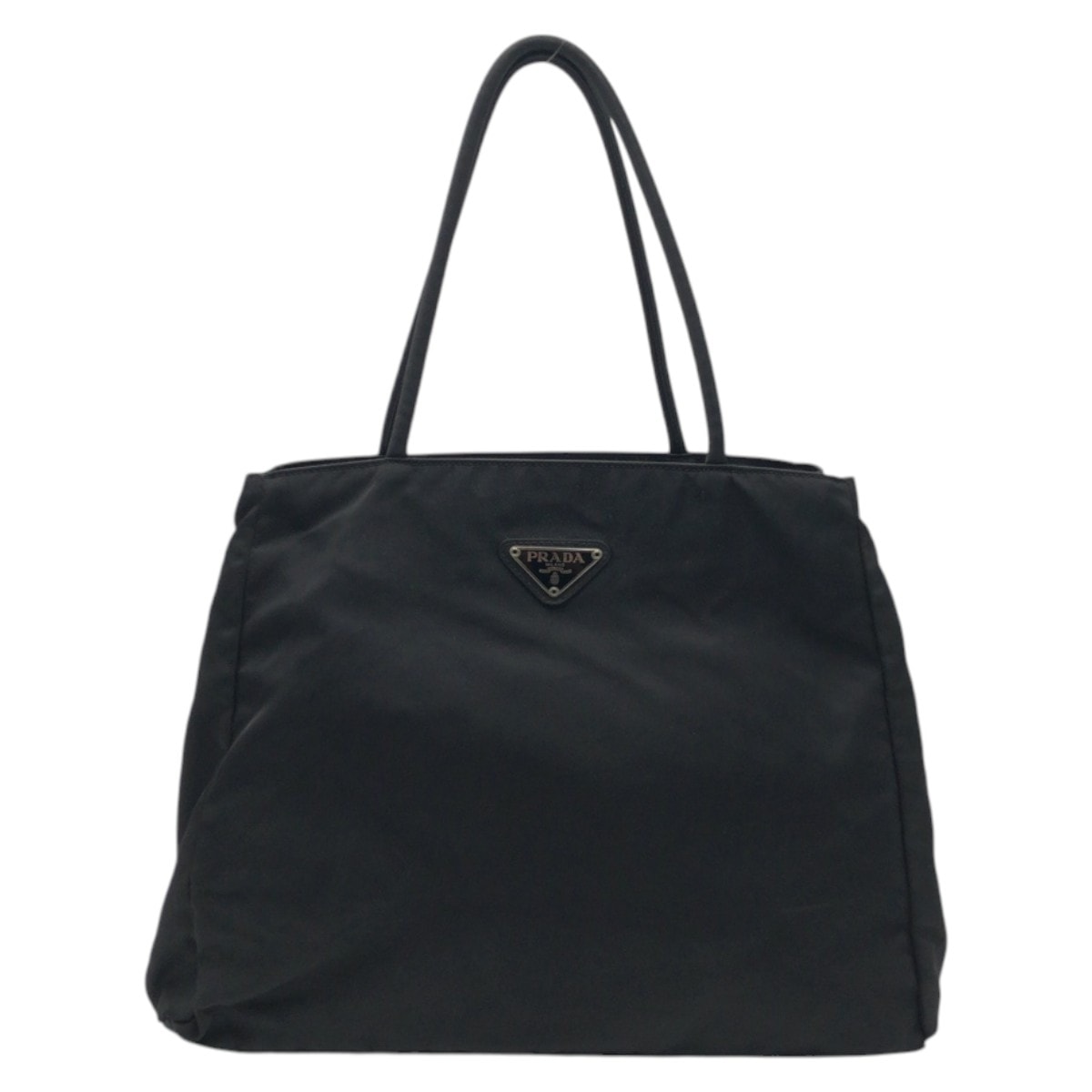 美品 PRADA プラダ テスート 三角ロゴプレート ブラック 黒 シルバー金具 ナイロン トートバッグ ハンドバッグ 500585 【中古】