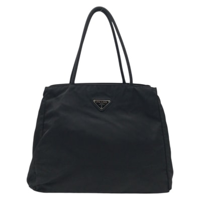 美品 PRADA プラダ テスート 三角ロゴプレート ブラック 黒 シルバー金具 ナイロン トートバッグ ハンドバッグ 500585 【中古】