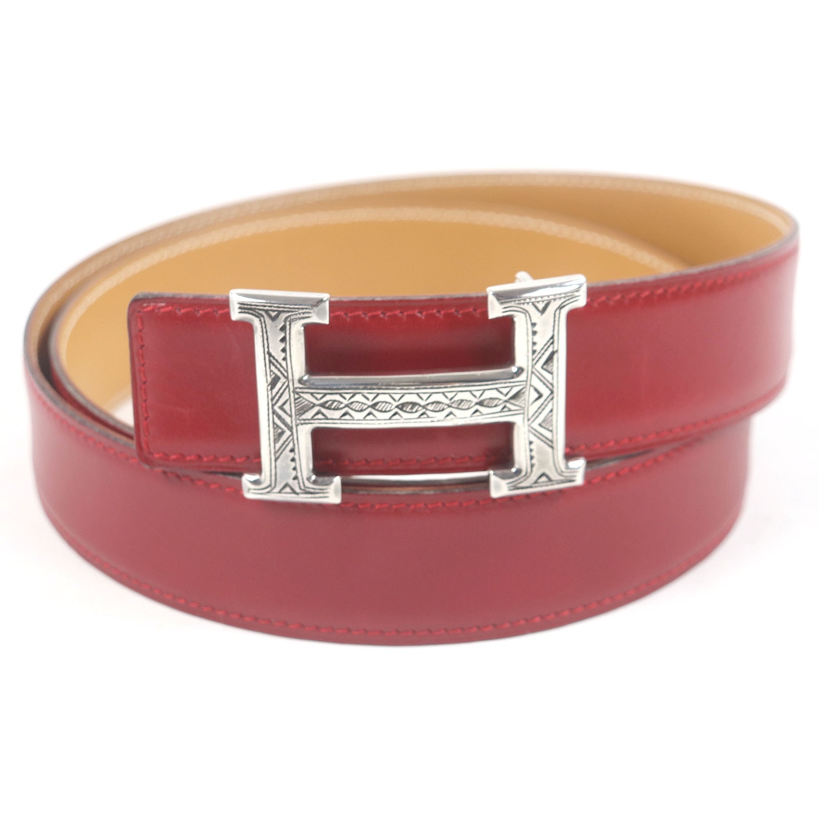 美品 エルメス
 ベルト レッド メンズ 90