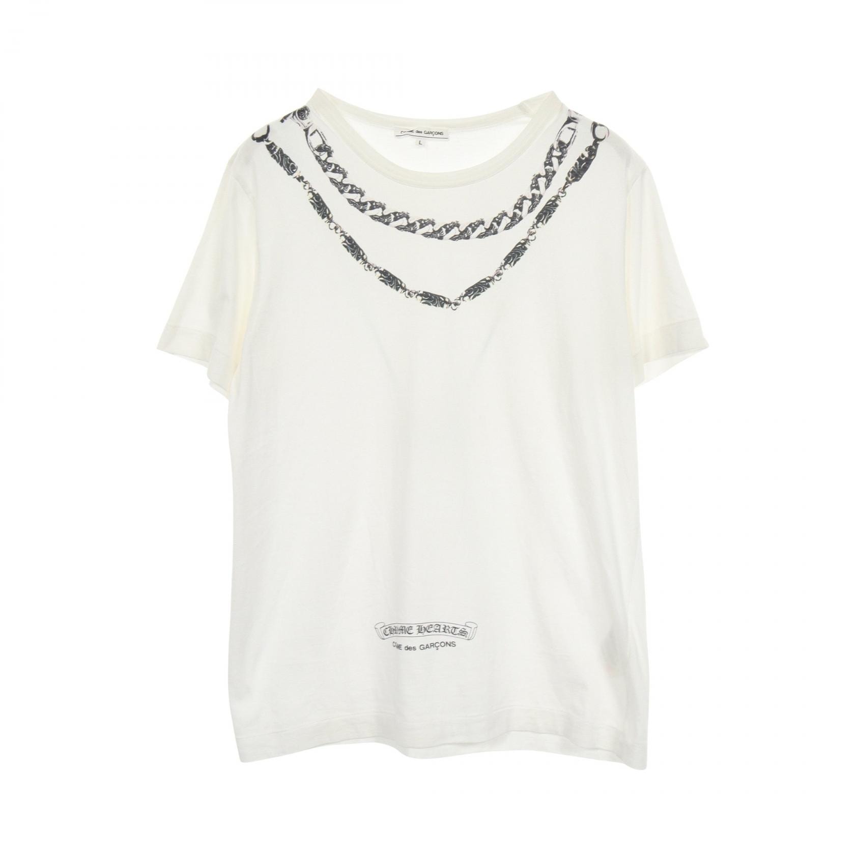 コムデギャルソン COMME des GARCONS Comme des Garcons × Chrome Hearts チェーンプリント クリスマス限定 半袖Tシャツ 衣料品 トップス コットン メンズ ホワイト系 OT-T025 【中古】