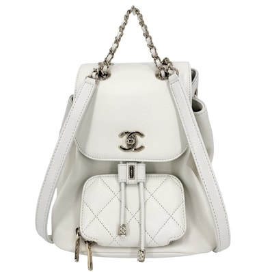 CHANEL シャネル リュック マトラッセ チェーンリュック バックパック キャビアスキン ホワイト 白 ゴールド金具 レディース【中古品】