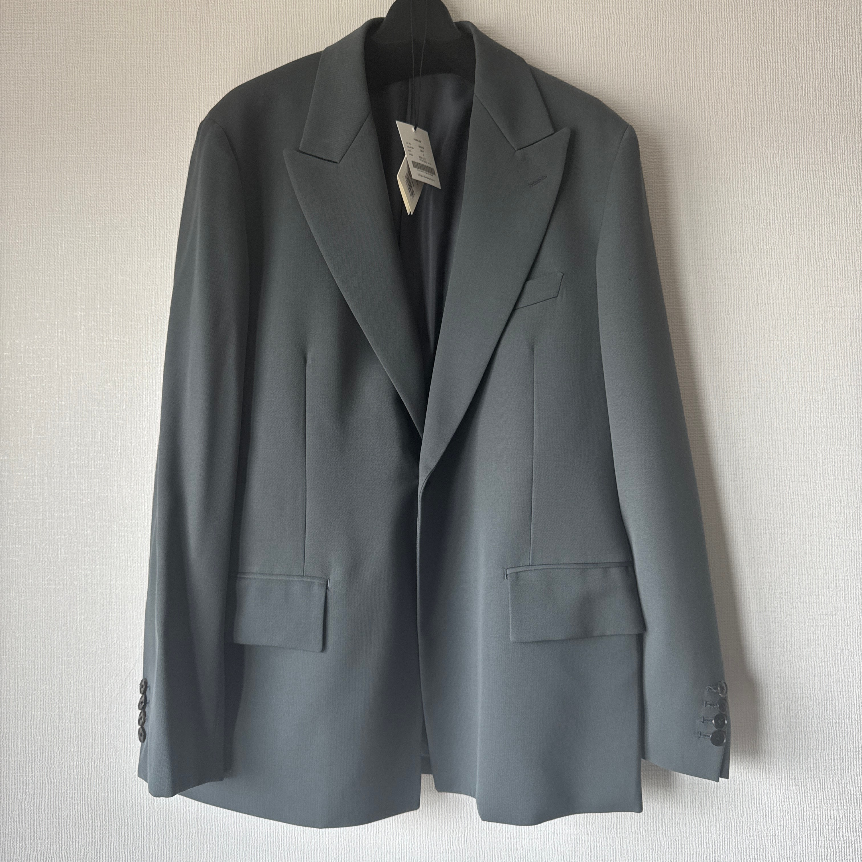 AURALEE LIGHT WOOL MAX GABARDINE JACKET SLACKS BLUE GRAY セットアップ