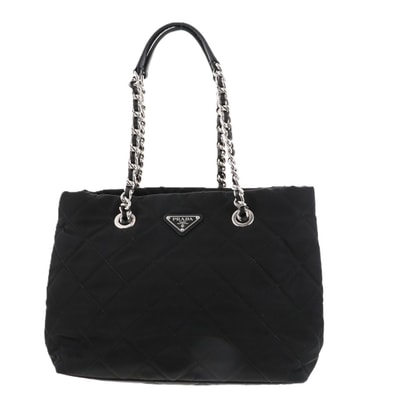 【値下げ】PRADA プラダ キルティング トートバッグ 1BG740 ナイロン ブラック レディース【中古】