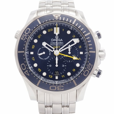 【6wka0072】オメガ シーマスター ダイバー 300M GMT 212.30.44.52.03.001 青文字盤【中古】腕時計 メンズ