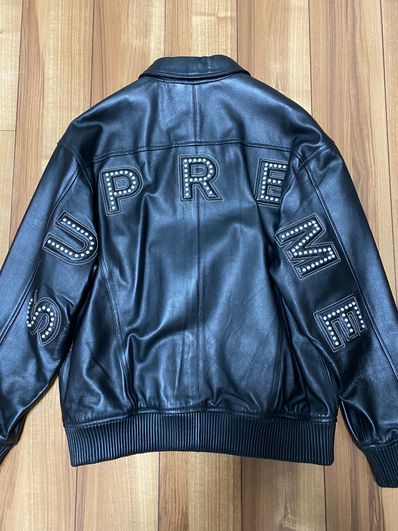 Supreme Studded Arc Logo Leather Jacket "Black"
