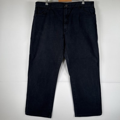 古着 ディッキーズ Dickies ワークパンツ ダック ペインターパンツ 作業着 ワンポイント ロゴ ストレート 大きいサイズ w42 L30 ブラック メンズ