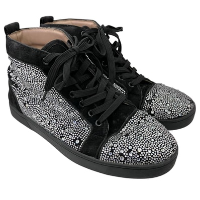 186005 Christian Louboutin クリスチャンルブタン スワロフスキー ハイカット スニーカー 25.5cm メンズ