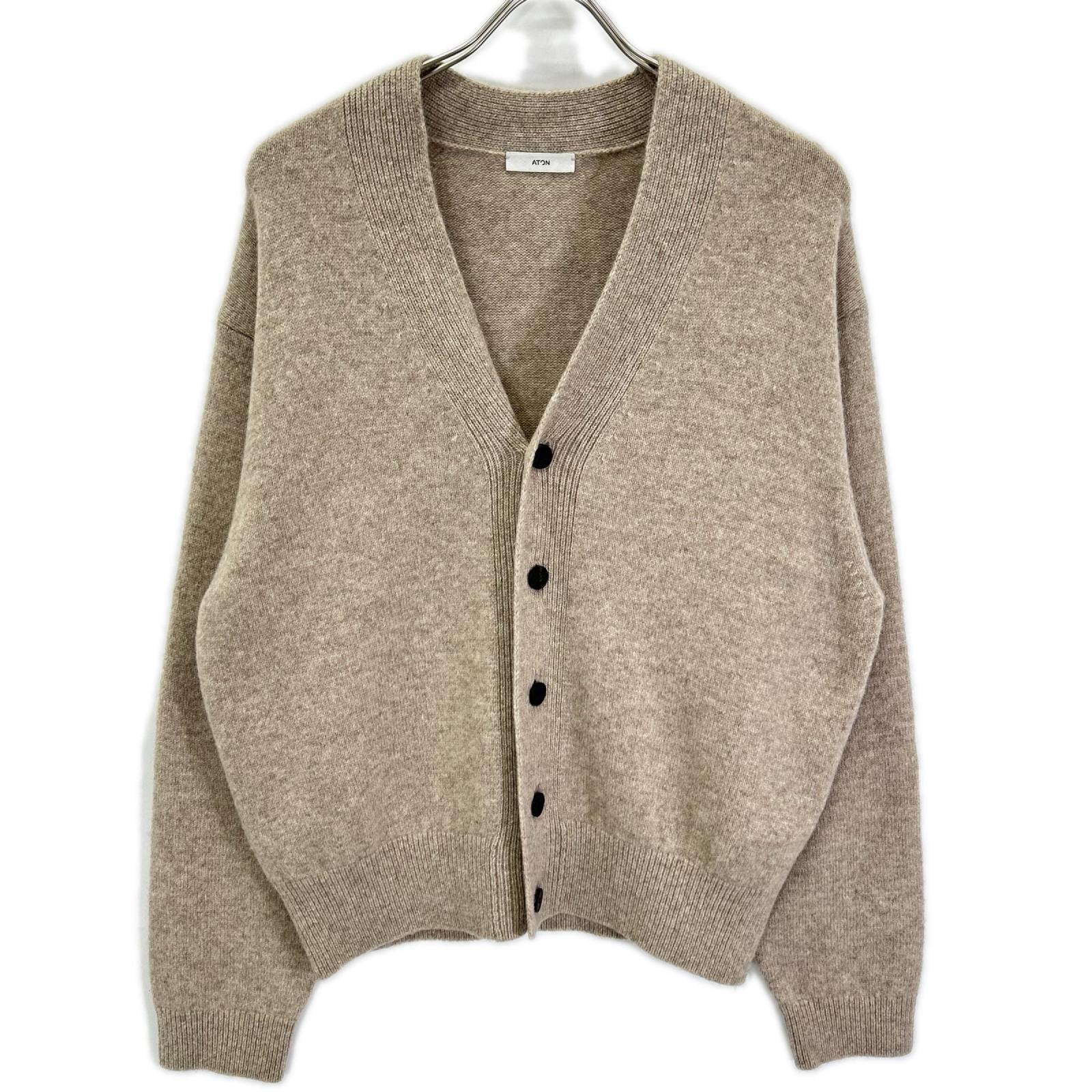 エイトン ベージュ 23AW WOOL CASHMERE SILK Vネックカーディガン 02(38)