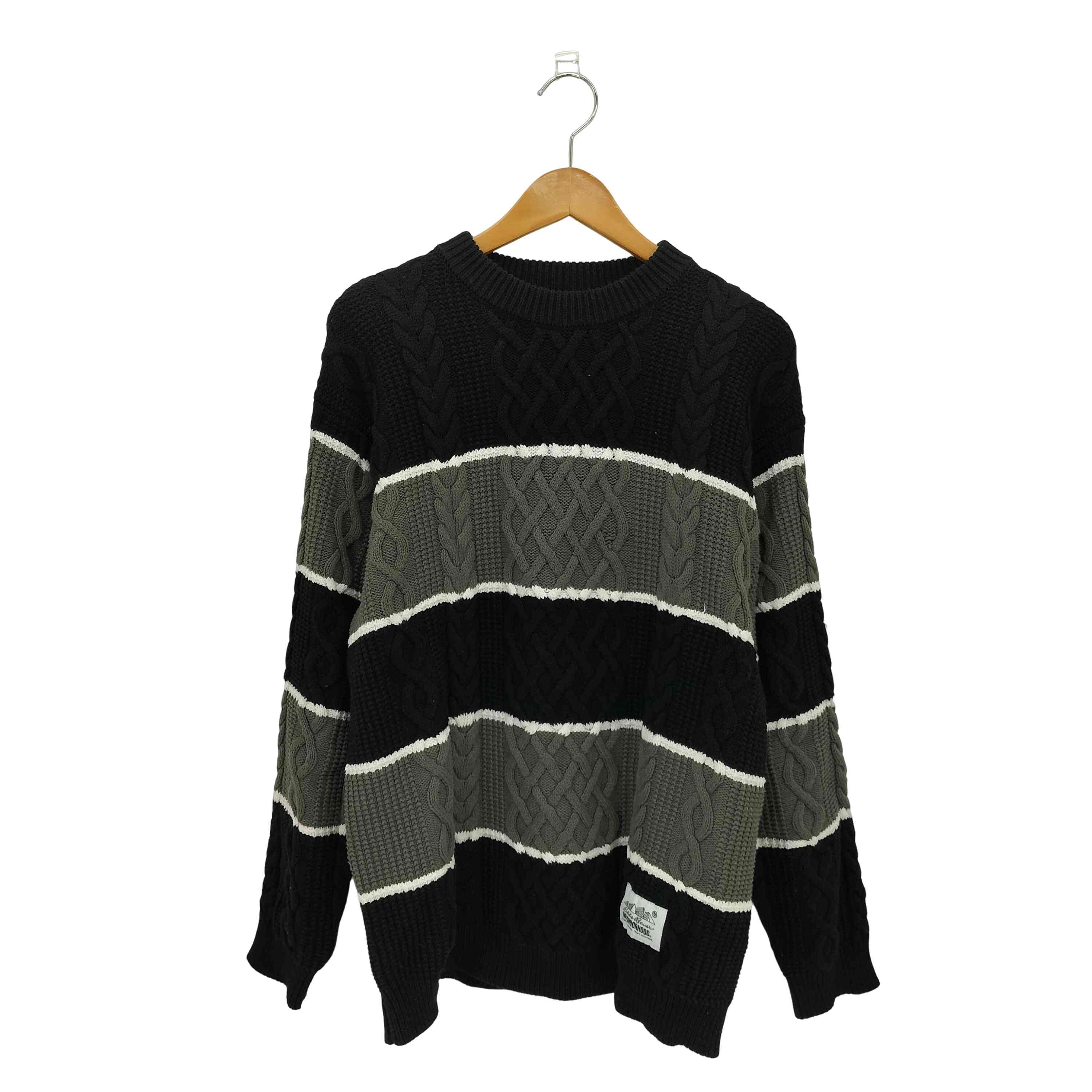BORDER CABLE KNIT ボーダー ケーブル クルーネックニット【1140386696103】
