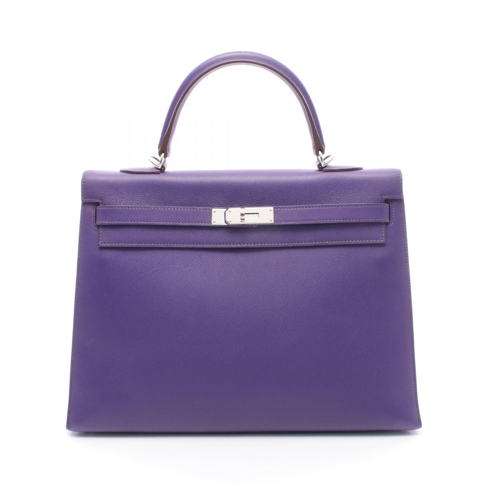 エルメス HERMES ケリー35 外縫い 2WAY ハンドバッグ バッグ レザー ヴォーエプソン ウルトラバイオレット □P刻印(2012年製造) レディース パープル系 【中古】
