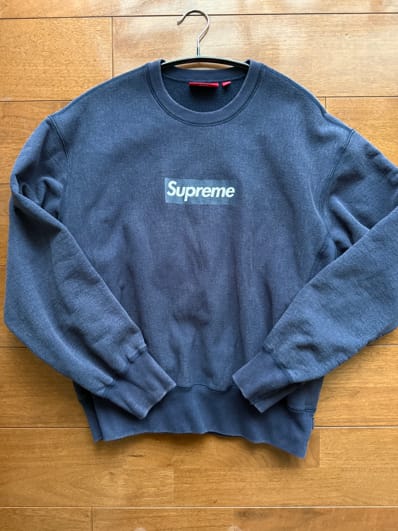 Supreme Washed Box Logo Crewneck "Navy"
