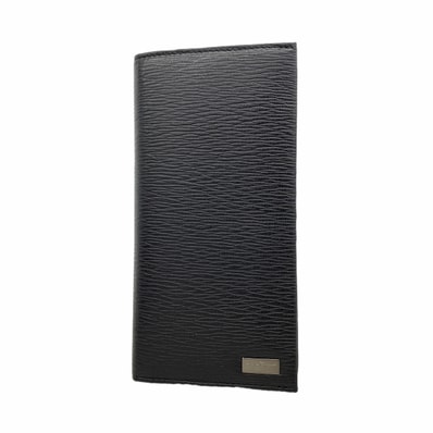 【6id5397】サルヴァトーレフェラガモ 長札入れ レザー ブラック シルバー金具【中古】メンズ