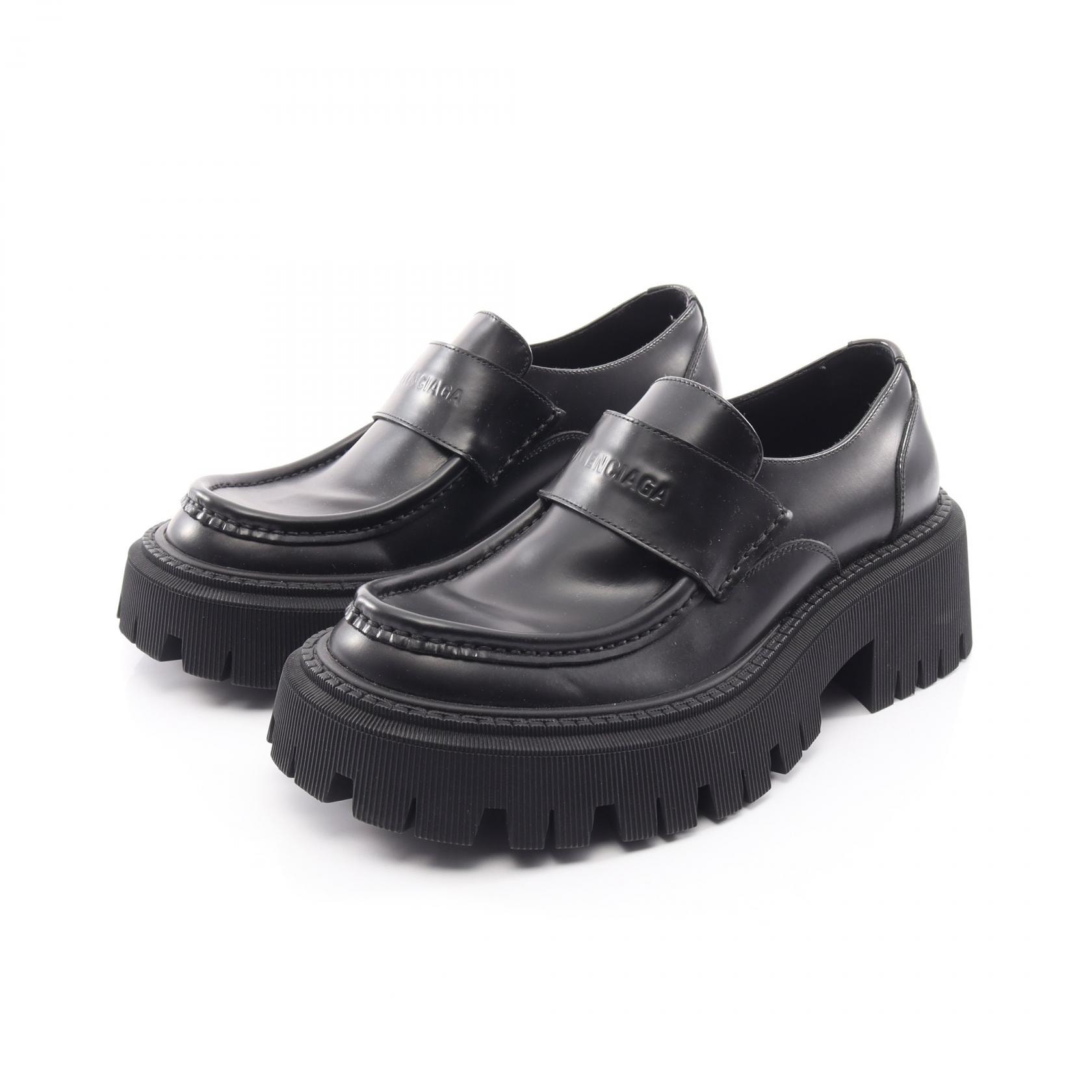 バレンシアガ BALENCIAGA TRACTOR トラクター ローファー 靴 レザー レディース ブラック系 760439 【中古】