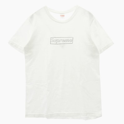 Supreme シュプリーム 21SS × KAWS Chalk Logo Tee カウズ チョーク ボックスロゴ クルーネック 半袖 Tシャツ カットソー ホワイト系 S【中古】