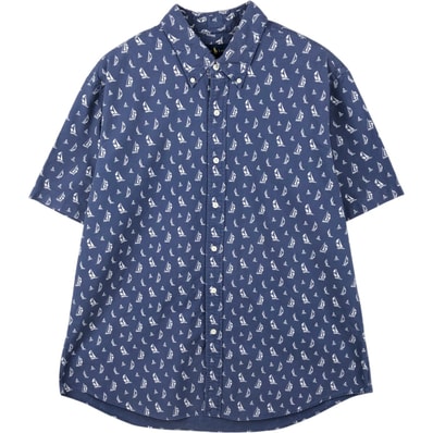 古着 ラルフローレン Ralph Lauren SLIM FIT スリムフィット 総柄 半袖 ボタンダウンシャツ メンズXXL相当/eaa660131
