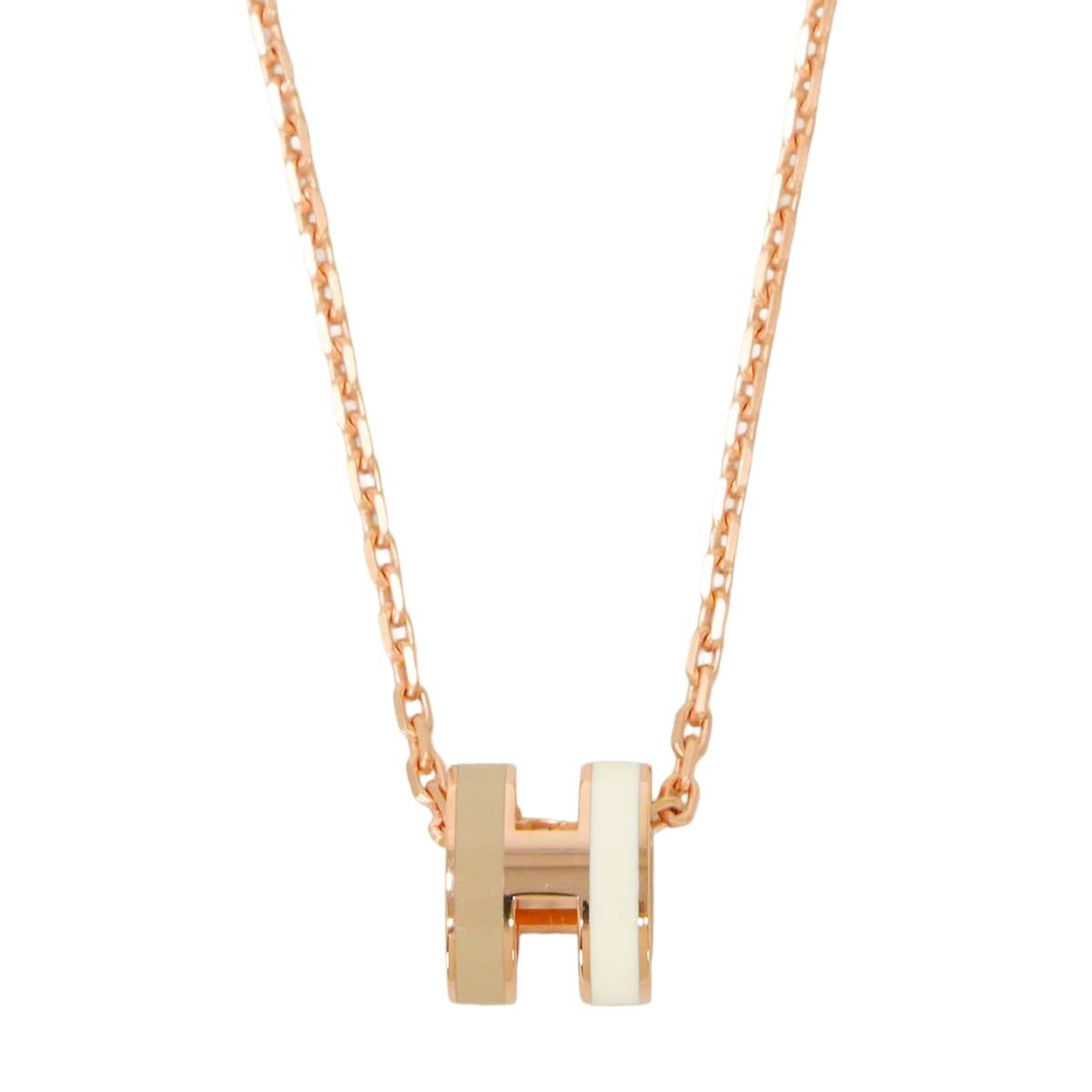 HERMES エルメス ネックレス ミニ ポップアッシュ ペンダント ロカバール 白 (ホワイト)/マロングラッセ ローズゴールドプレーテッド/ラッカー マットローズゴールド金具 新品