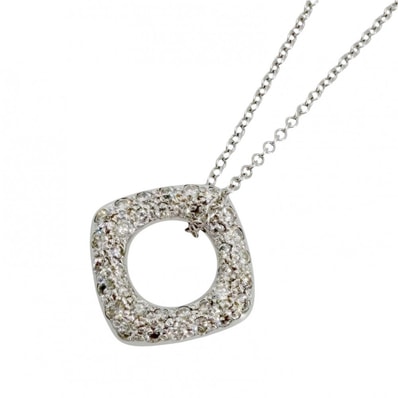 TIFFANY&Co. ティファニー ネックレス スクエア サークル ジュエリー アクセサリー 18金WG Au750 K18ホワイトゴールド ダイヤモンド レディース 約3.3g【中古品】