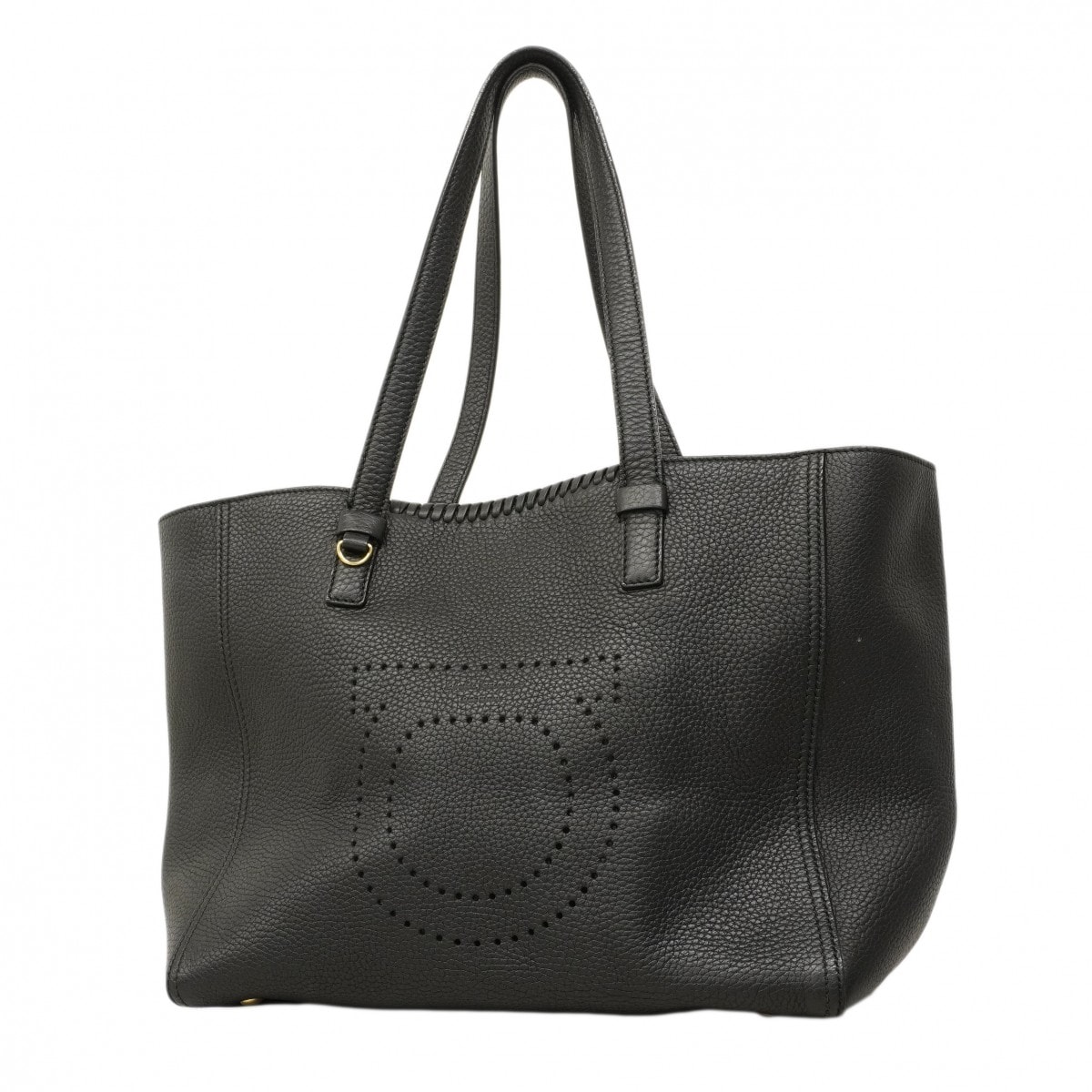 【6ce6508】サルヴァトーレフェラガモ トートバッグ ガンチーニ レザー ブラック シャンパンゴールド金具【中古】レディース