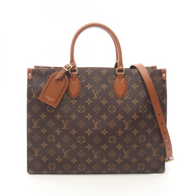 ルイ・ヴィトン LOUIS VUITTON オンザゴー オーガナイザー トートバッグ バッグ PVCコーティングキャンバス レザー モノグラム レディース ブラウン系 M14235 【中古】