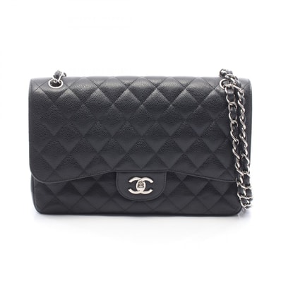 シャネル CHANEL デカマトラッセ30 クラシック ラージ Wフラップ ショルダーバッグ バッグ キャビアスキン(グレインドカーフ) レディース ブラック系 【中古】