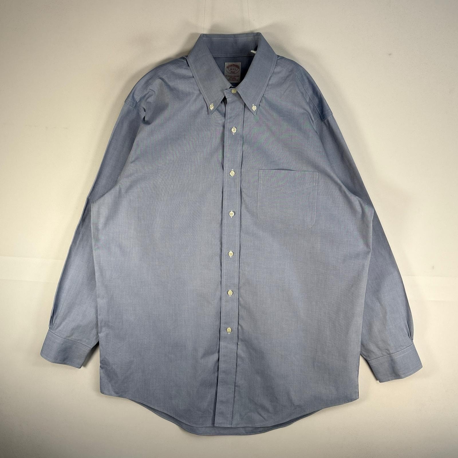 古着 ブルックスブラザーズ Brooks Brothers 長袖シャツ 346 ボタンダウン L ブルー系 無地 メンズ