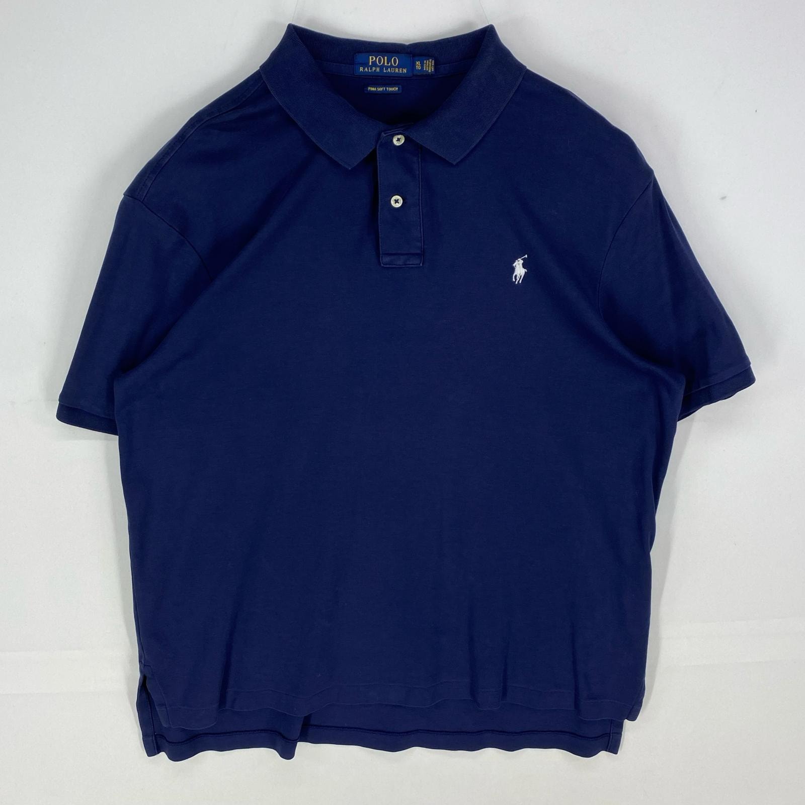 古着 ポロ・ラルフローレン POLO RALPH LAUREN 半袖シャツ ワンポイント 刺繍ロゴ ポロシャツ XL  ネイビー系 メンズ