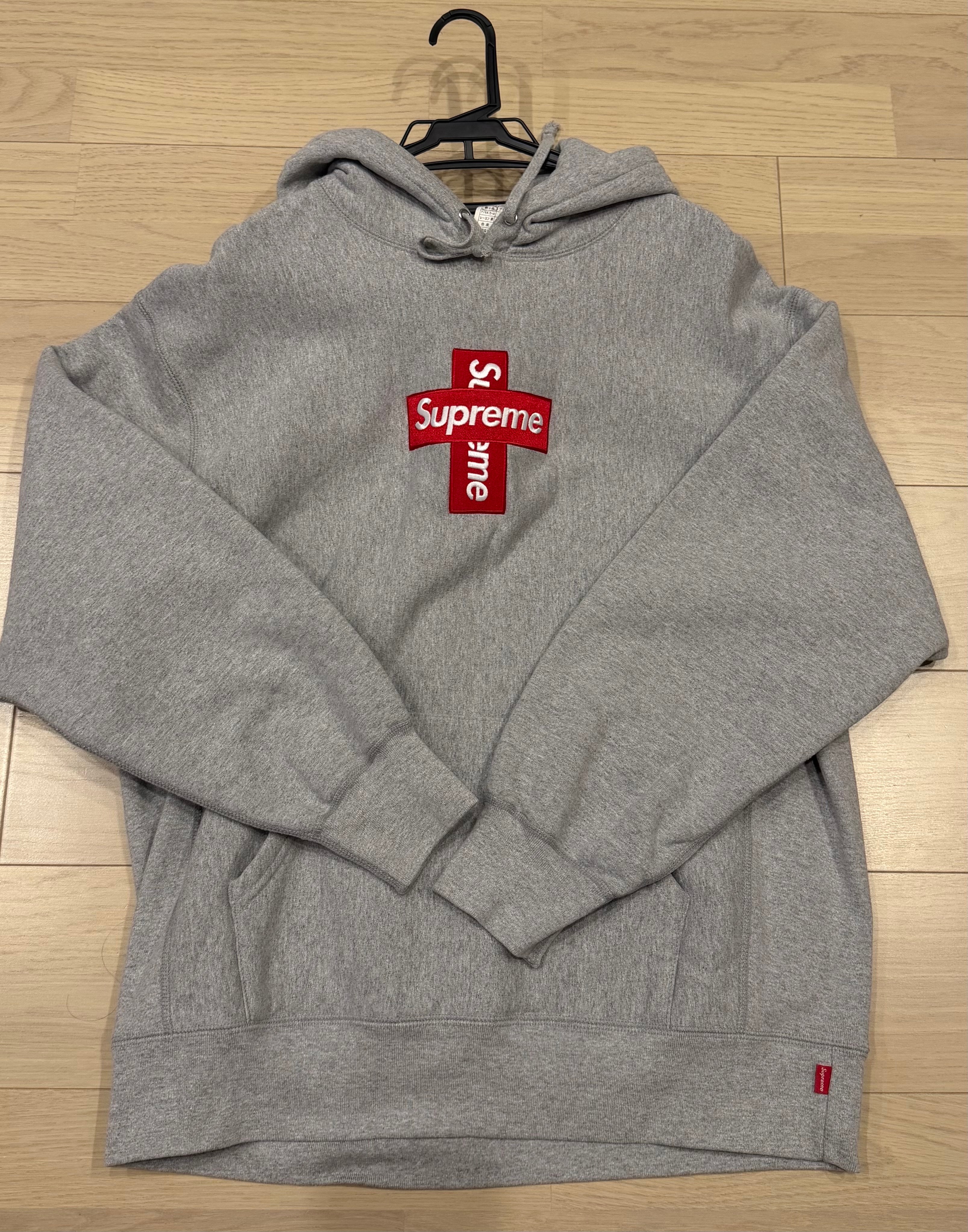 Supreme Cross Box Logo Hooded Sweatshirt "Grey"